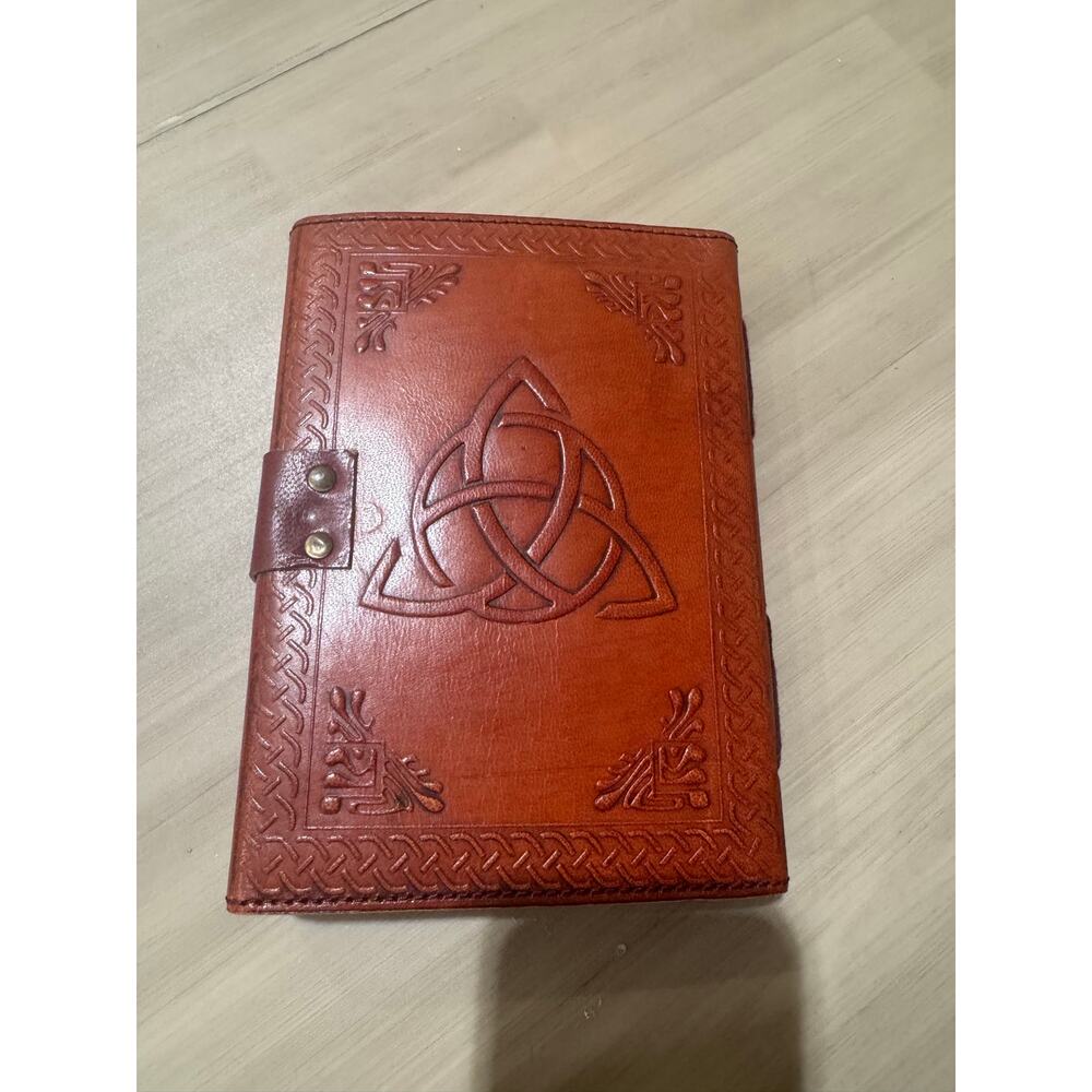 Leather Celtic Triquetra Journal with Latch NEW Handmade Embossed Journal Blank - Picture 2 of 6